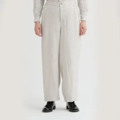 Pas de Calais - Pantalon large en sergé de lin - Gris clair