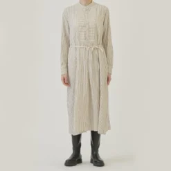 Pas de Calais - Robe Brossée Rayures - Ivoire