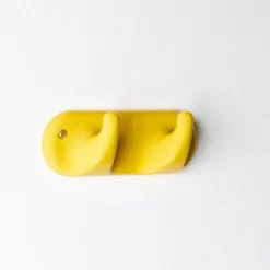 Patere 2 crochets en porcelaine - Jaune