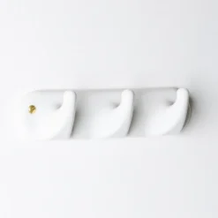 Patere 3 crochets en porcelaine - Blanc