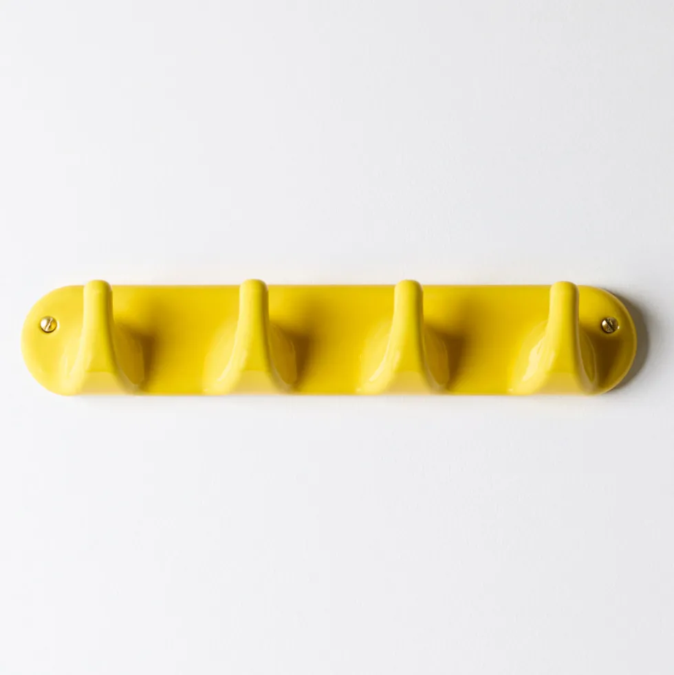 Patere 4 crochets en porcelaine - Jaune