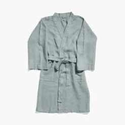 Peignoir en lin - Nid d'abeille - Gris Vésuve