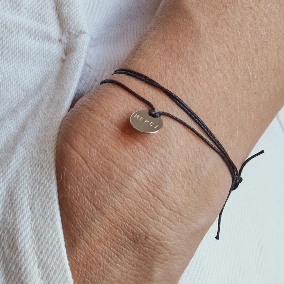 Petit médaille Merci en laiton - Noir