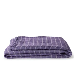 Plaid en lin lavé - Carreaux Violet & Vert