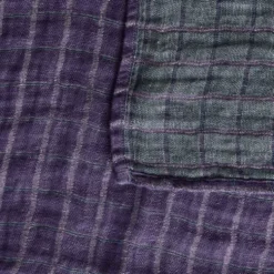 Plaid en lin lavé - Carreaux Violet & Vert