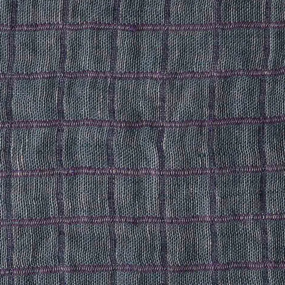 Plaid en lin lavé - Carreaux Violet & Vert
