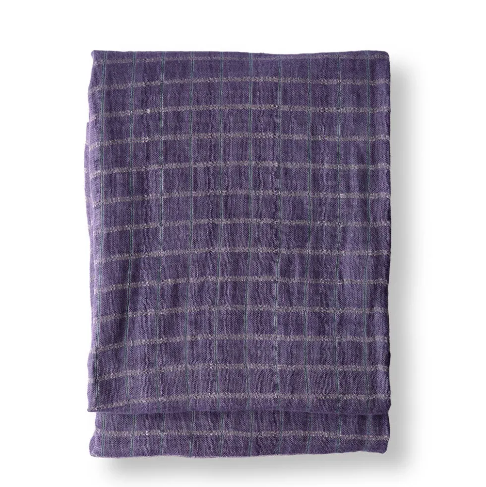 Plaid en lin lavé - Carreaux Violet & Vert