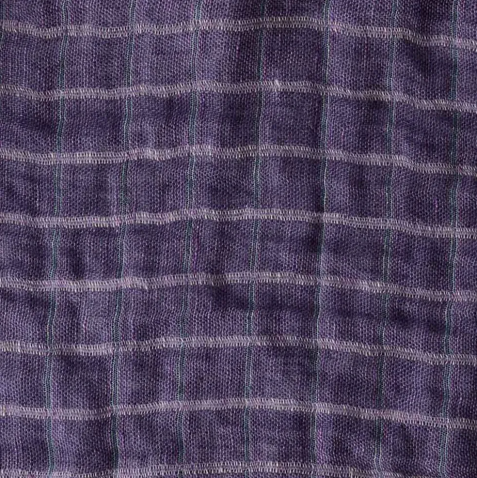 Plaid en lin lavé - Carreaux Violet & Vert