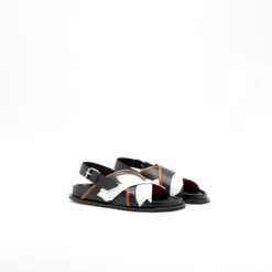 PLAN C - Sandales Flower Intarsia - Noir