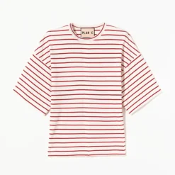 PLAN C - T-shirt Rayé - Blanc & Rouge