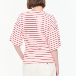 PLAN C - T-shirt Rayé - Blanc & Rouge