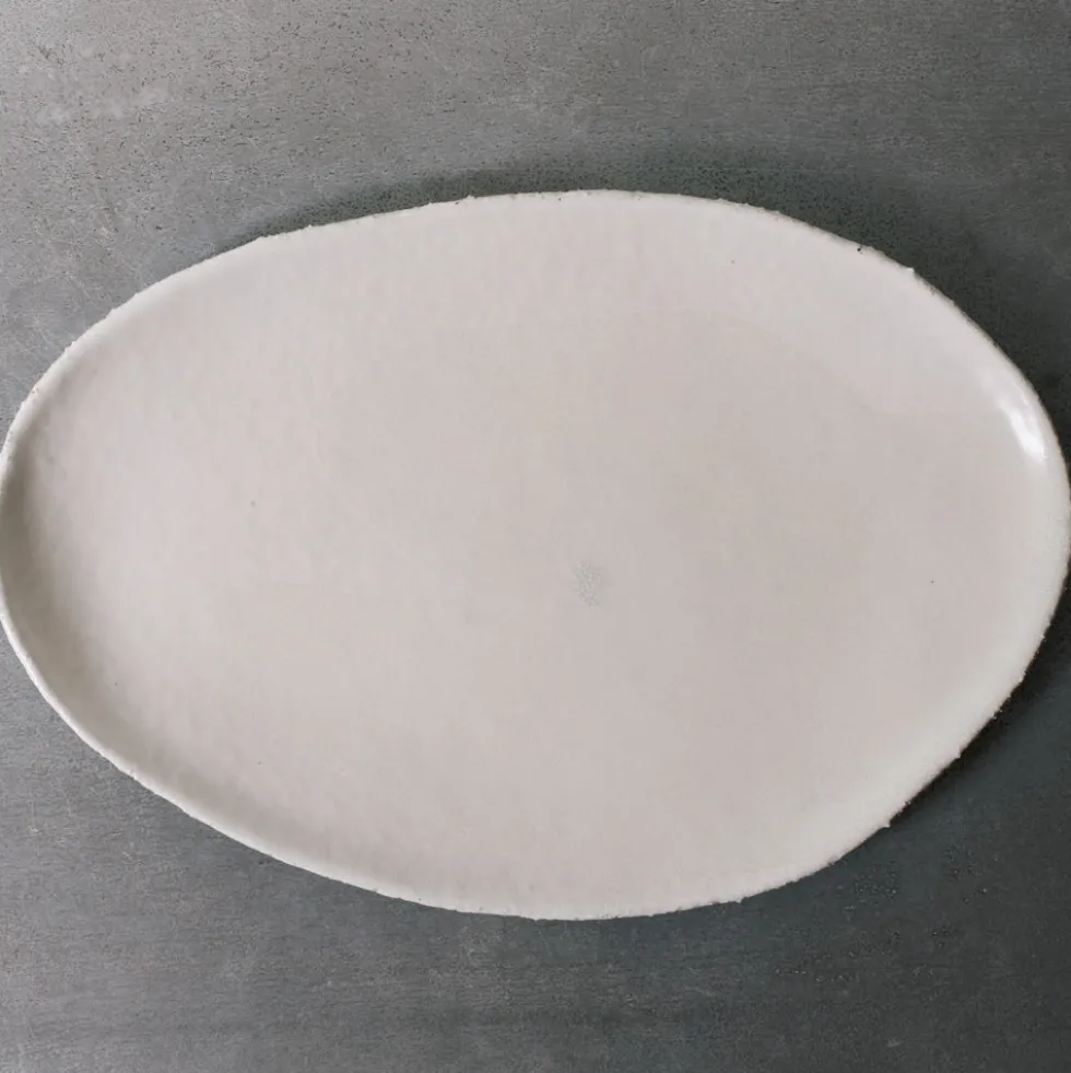 Plat en grès émaillé Wabi - Blanc