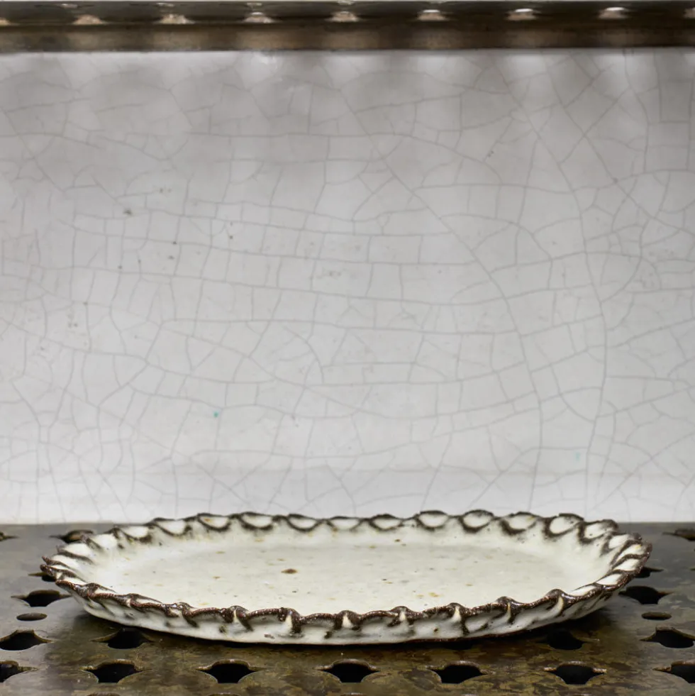 Plat en grès Oval - Blanc