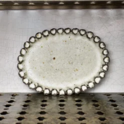 Plat en grès Oval - Blanc