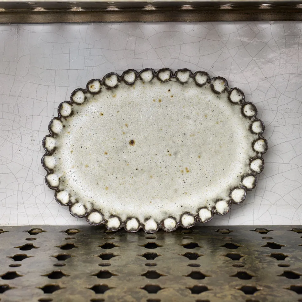 Plat en grès Oval - Blanc