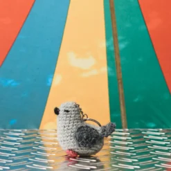 Porte clé Merci en tricot - Pigeon