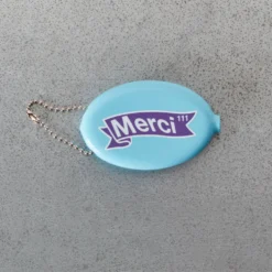 Porte clé monnaie Merci - Bleu
