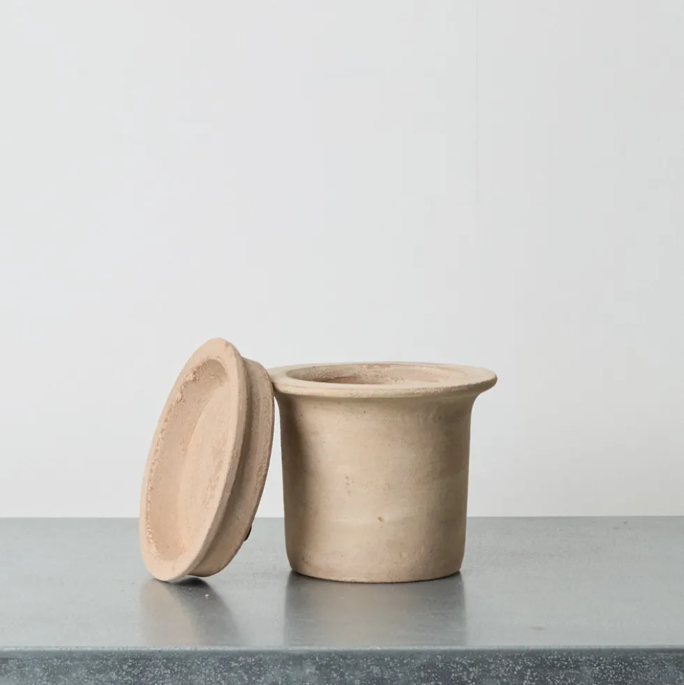 Pot et souscoupe en terre cuite - Brun naturel