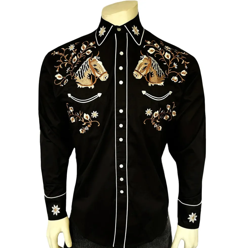 Rockmount - Chemise Horsehead Floral Western - Noir