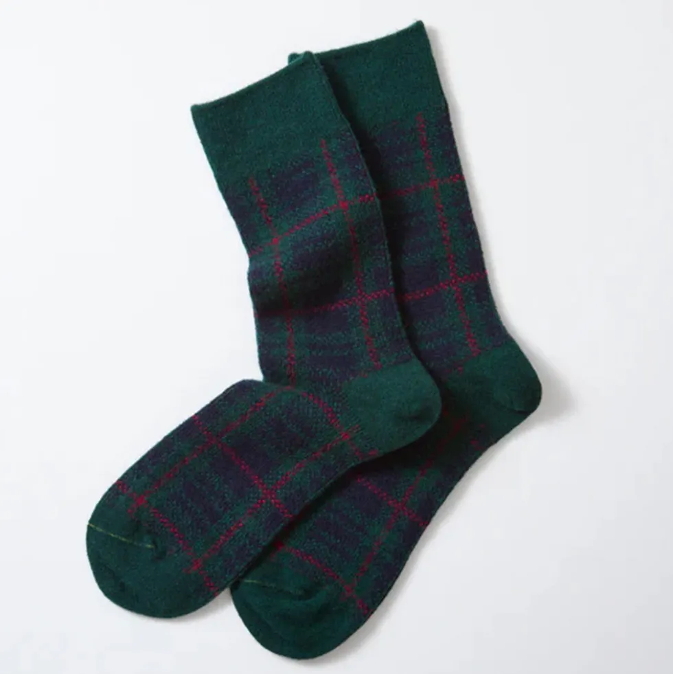 Rototo - Chaussettes à carreaux - Vert/Bleu marine