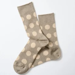 Rototo - Chaussettes à pois - Beige/Gris