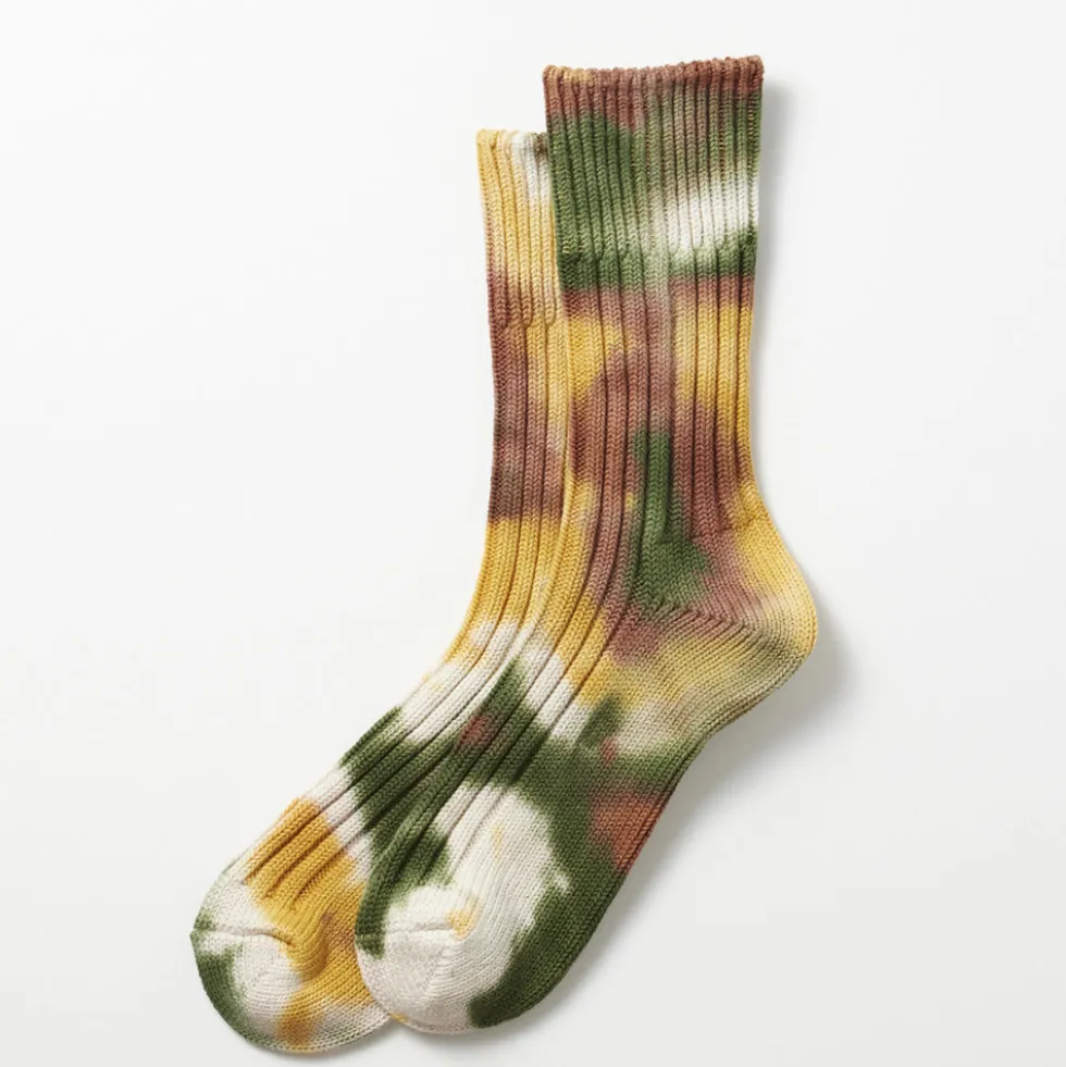 Rototo - Chaussettes Tie and dye - Vert/Jaune/Rouge