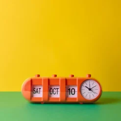 Réveil rétro tube Calendar Flip - Orange