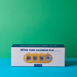 Réveil rétro tube Calendar Flip - Jaune