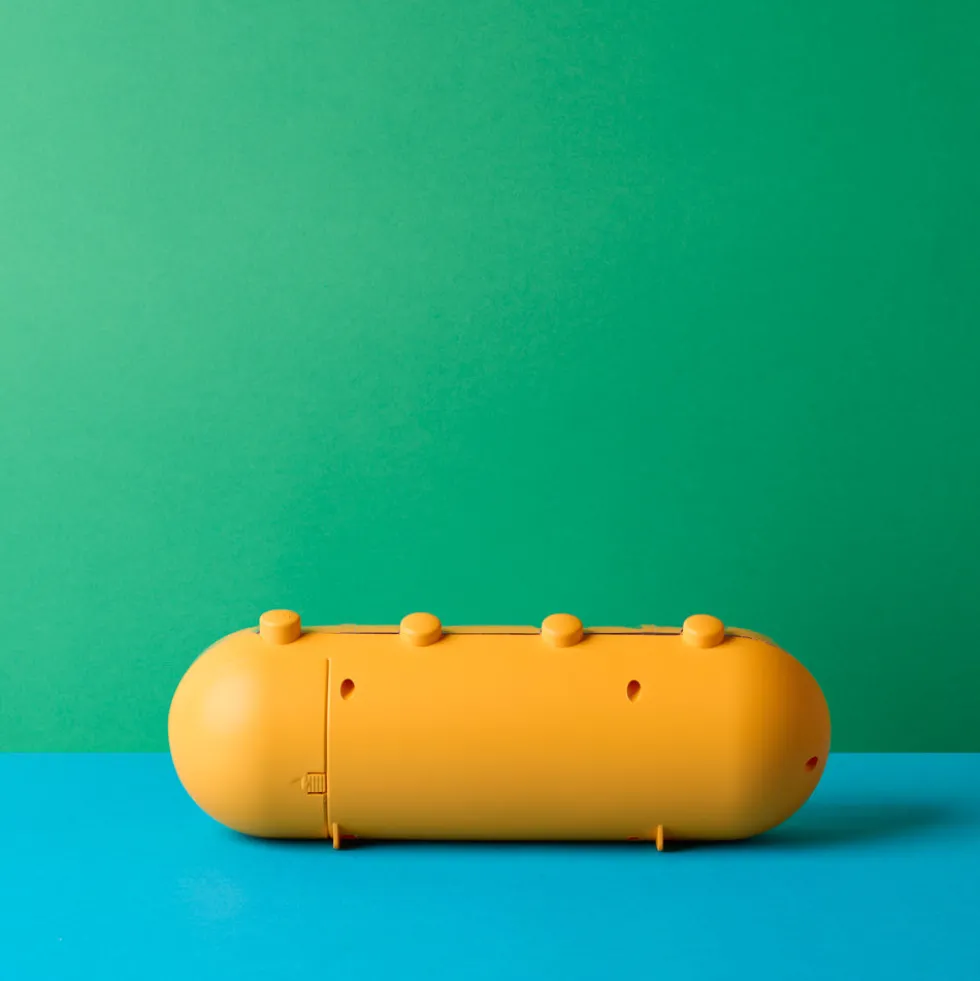 Réveil rétro tube Calendar Flip - Jaune
