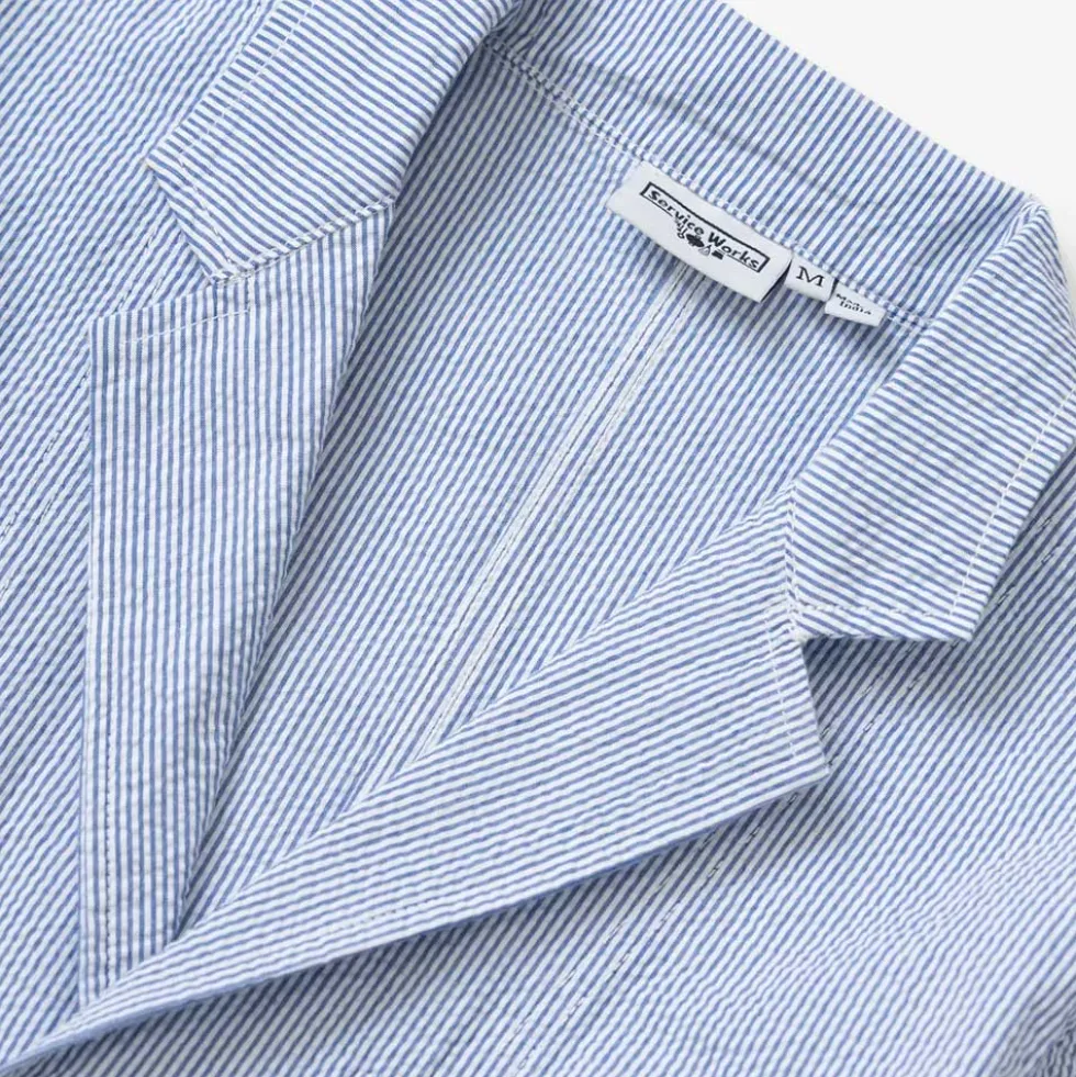Service Works - Veste Server Suit Seersucker - Bleu à rayures
