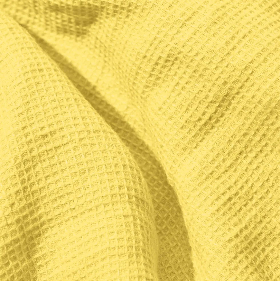 Serviette de bain en lin - Nid d'abeille - Jaune Citronnade