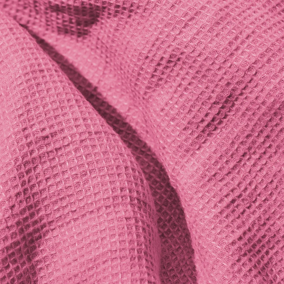 Serviette de bain en lin - Nid d'abeille - Rose Garance