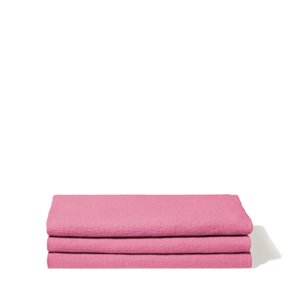 Serviette de bain en lin - Nid d'abeille - Rose Garance