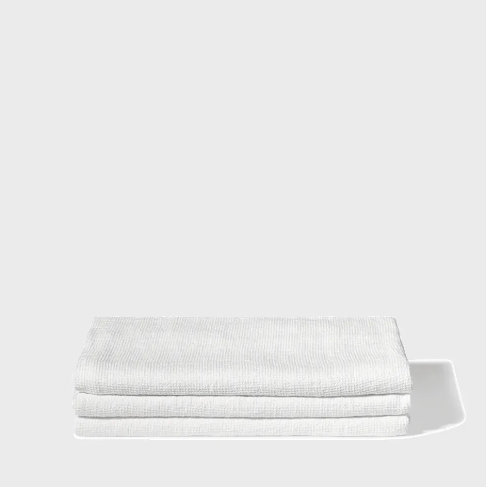 Serviette de bain en lin - Nid d'abeille - Blanc Optique