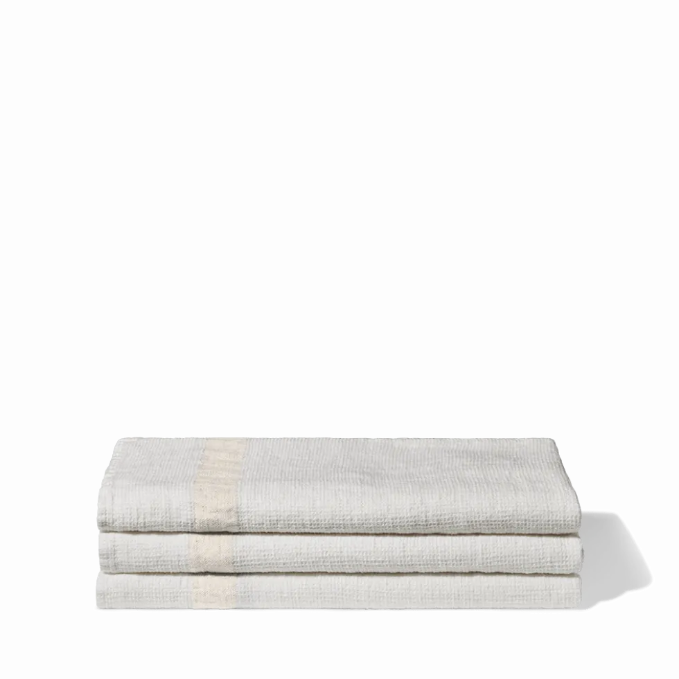 Serviette de bain en lin - Nid d'abeille - Bande Pierre