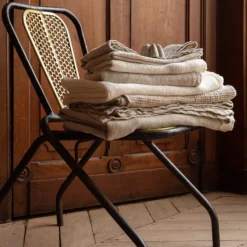 Serviette de bain en lin - Nid d'abeille - Bande Pierre
