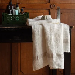 Serviette de bain en lin - Nid d'abeille - Bande Pierre