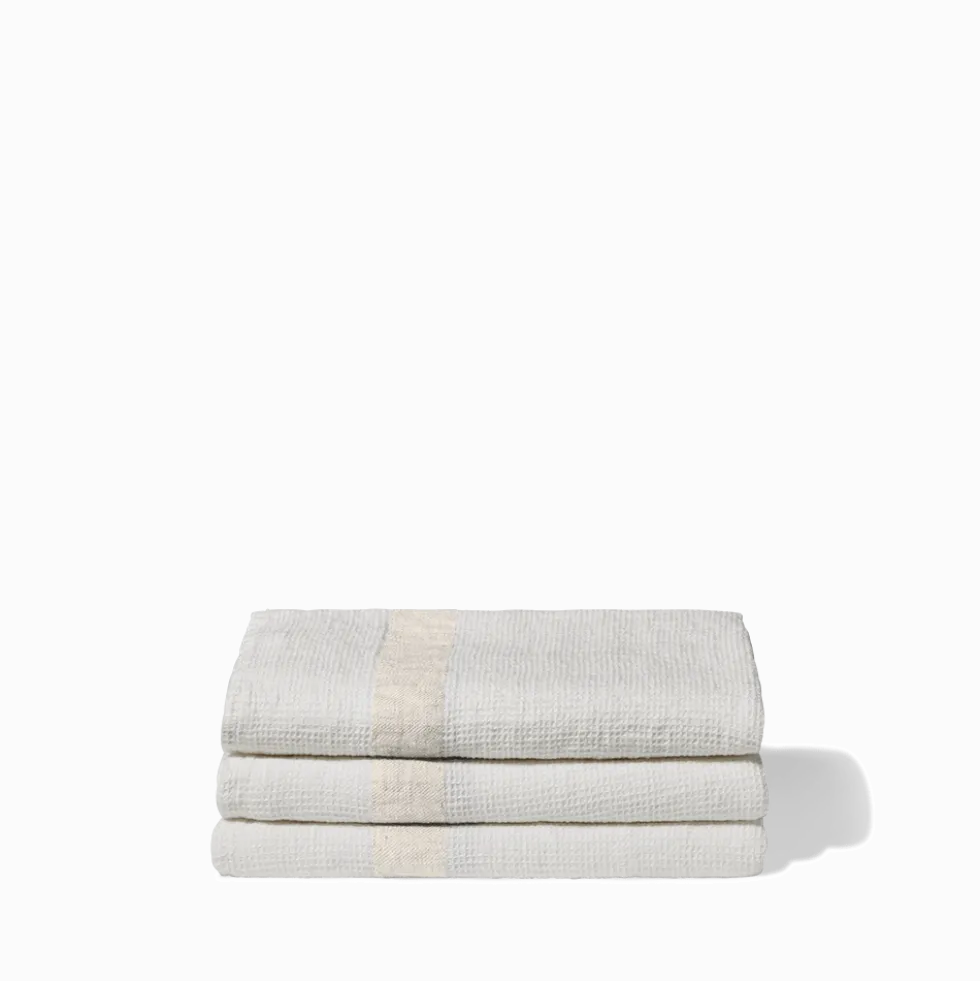 Serviette de bain en lin - Nid d'abeille - Bande Pierre
