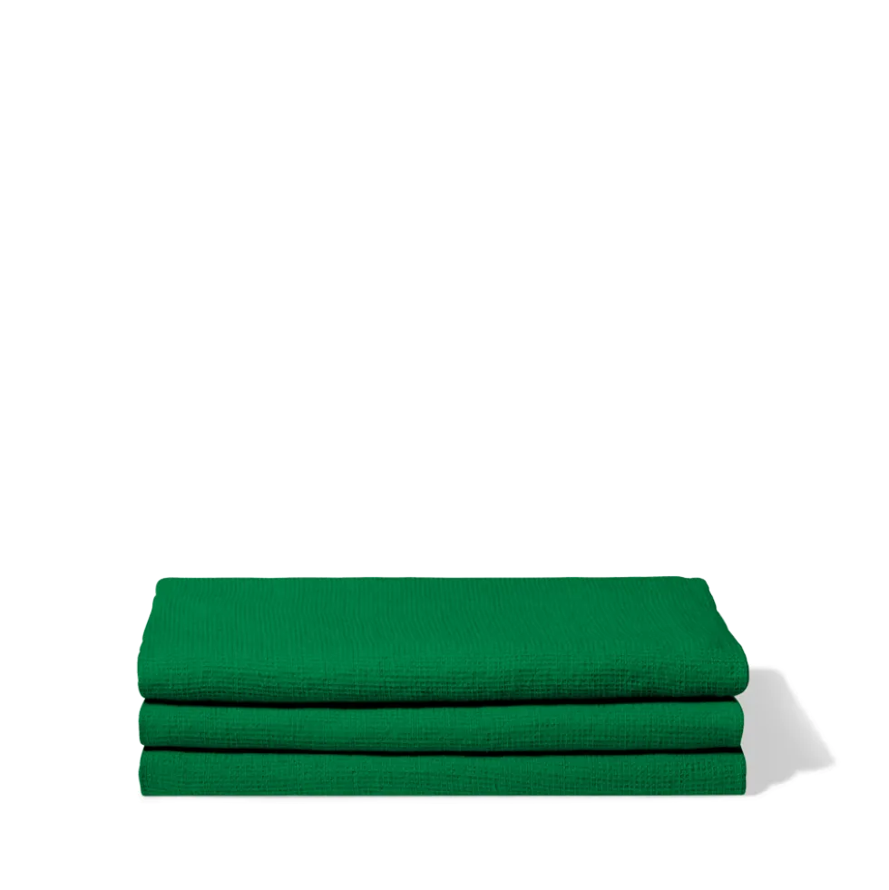 Serviette de bain en lin - Nid d'abeille - Vert Potager