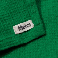 Serviette de bain en lin - Nid d'abeille - Vert Potager