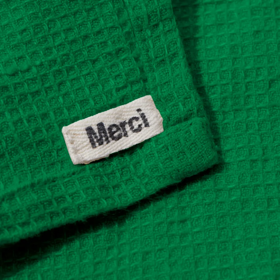 Serviette de bain en lin - Nid d'abeille - Vert Potager