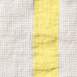 Serviette de bain en lin - Nid d'abeille - Bande Jaune Citronnade