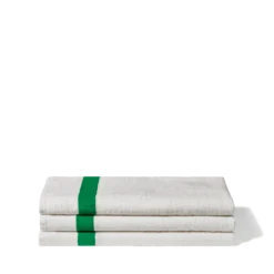 Serviette de bain en lin - Nid d'abeille - Bande Vert Potager