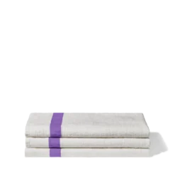 Serviette de bain en lin - Nid d'abeille - Bande Violet Orage