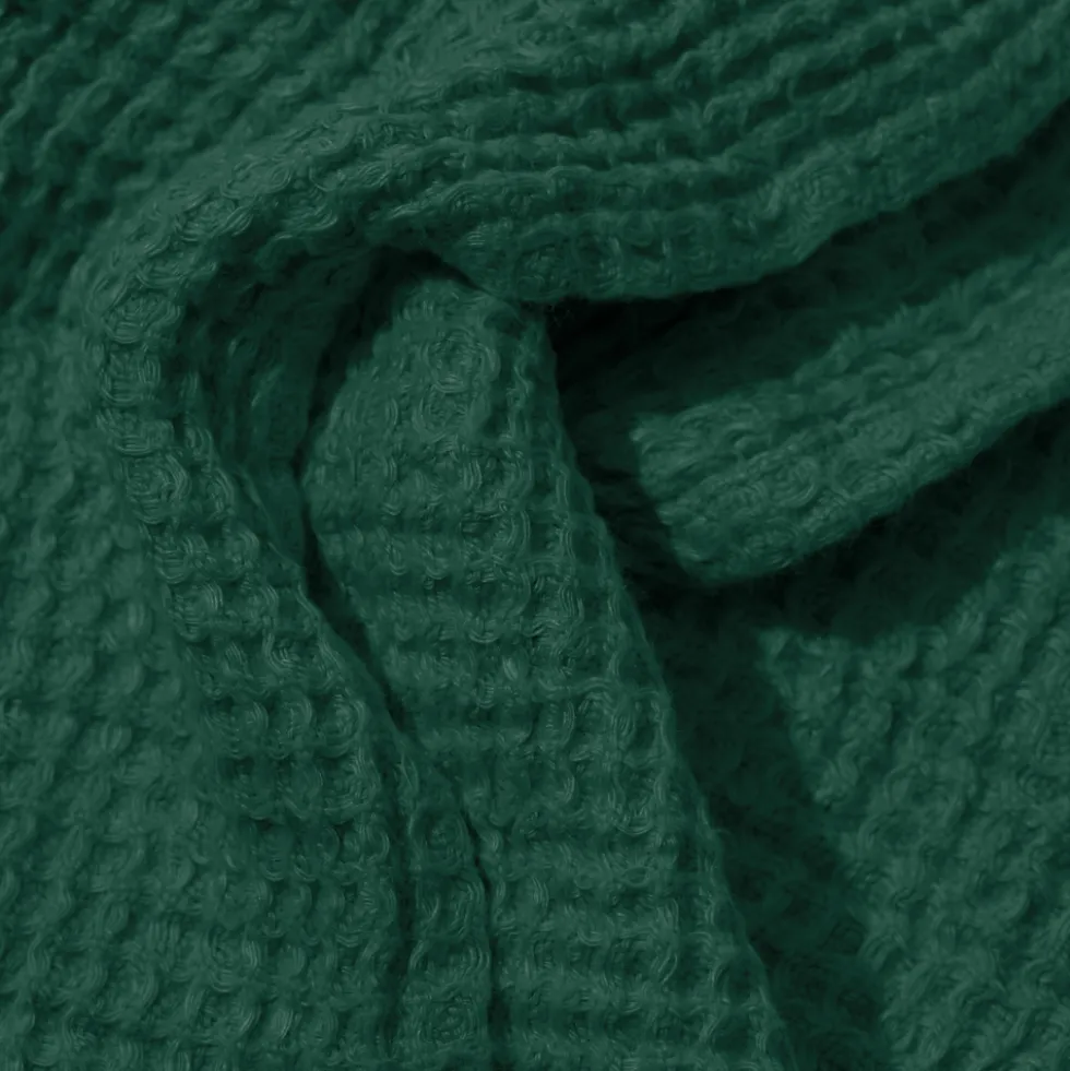 Serviette de bain en lin - Nid d'abeille - Vert Séquoia
