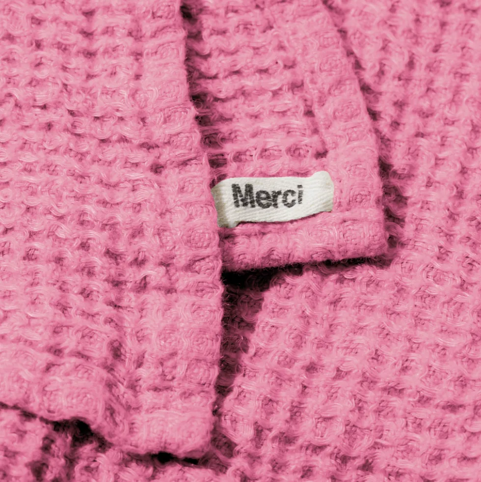 Serviette de bain en lin - Waffle - Rose Garance