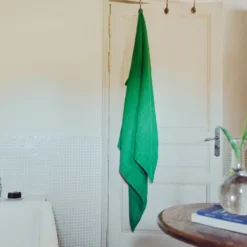 Serviette de bain en lin - Waffle - Vert Potager