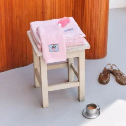 Serviette de bain en éponge - Rose Aube