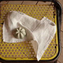 Serviette de bain invité en lin - Nid d'abeille - Pierre