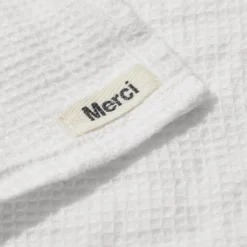 Serviette de bain invité en lin - Nid d'abeille - Blanc Optique